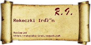 Rekeczki Irén névjegykártya